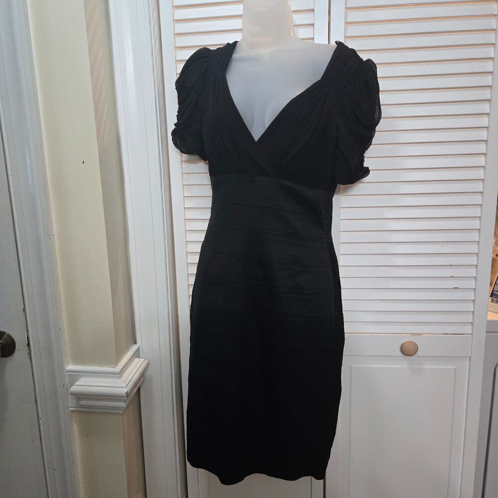 Maggie London Classy Black Bandage Bodycon Illusion dress 8 Romantic Vamp Pinup